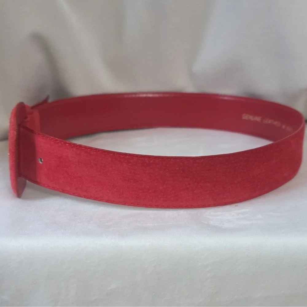 80's Vintage Womens Red Leather Belt Size M Wide